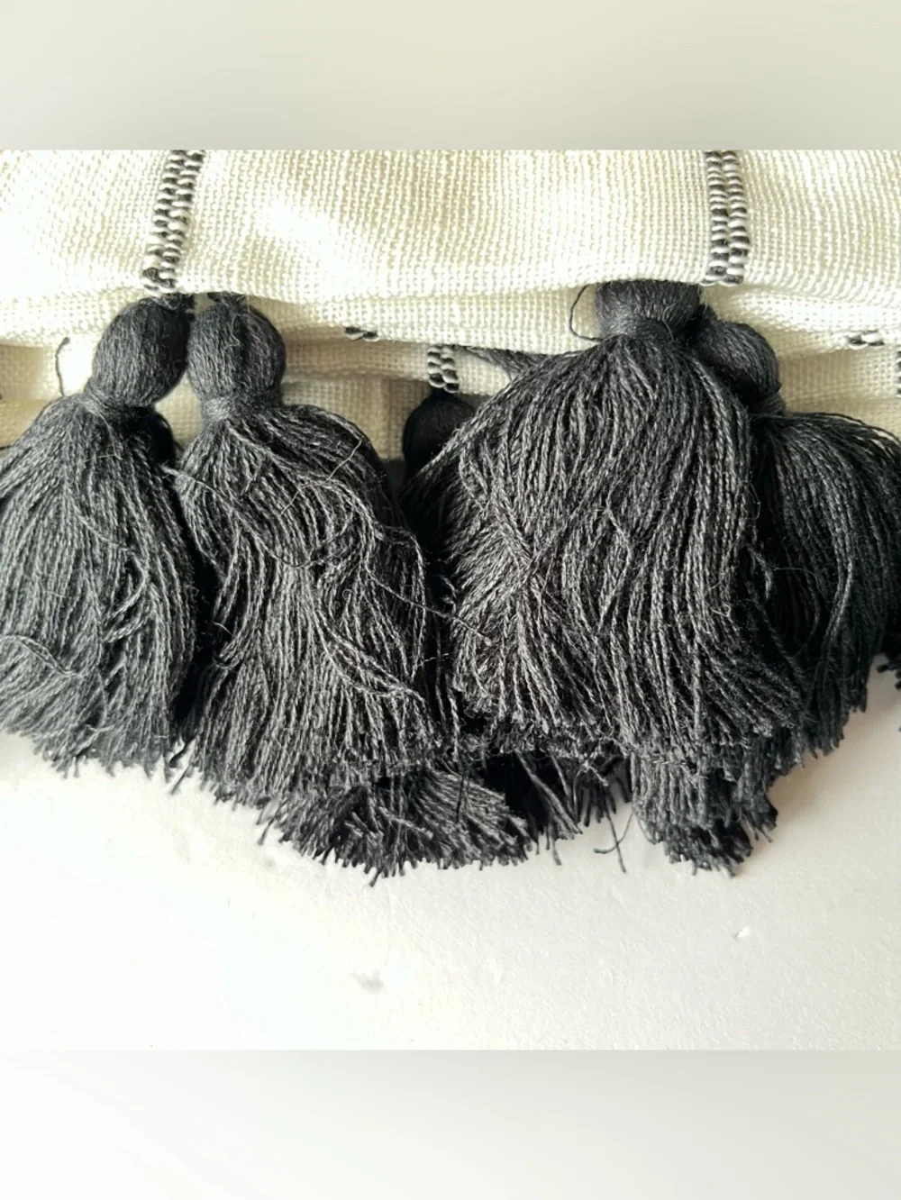 Opalhouse Curtains Pair 63” x 54” Contrasting Stripe With Tassels B & W NWOT